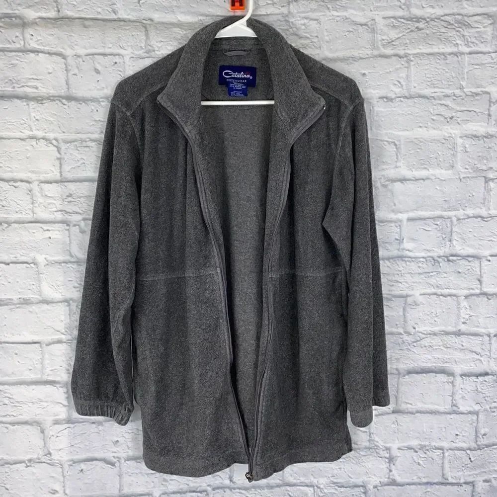 Catalina outerwear zip up fleece jacket grey size S women